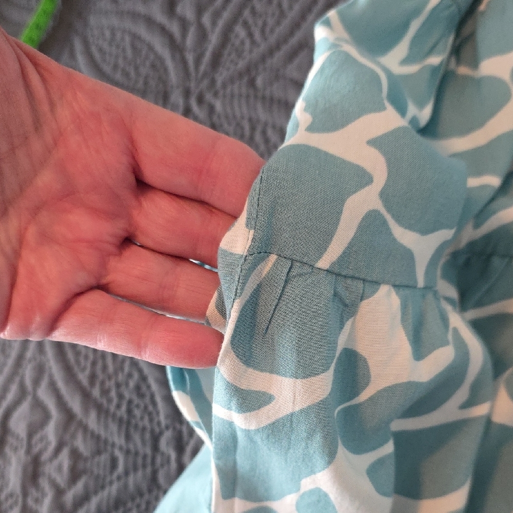 EUC Ces Femme Size Large Teal and White Maxi Dress - Picture 4 of 6